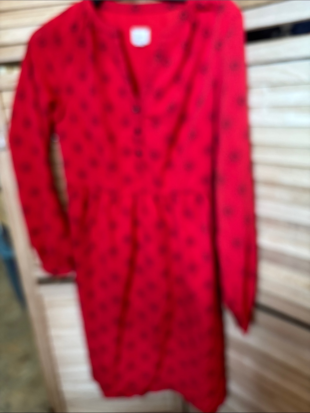 a new day Red Button-Front Dress with Black Starburst Print XS